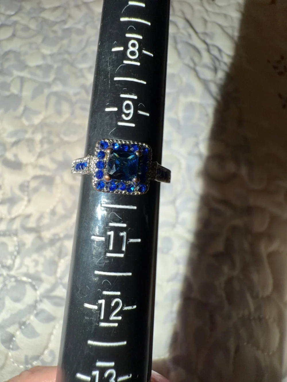 Blue Halo Square-Cut Gemstone Ring
